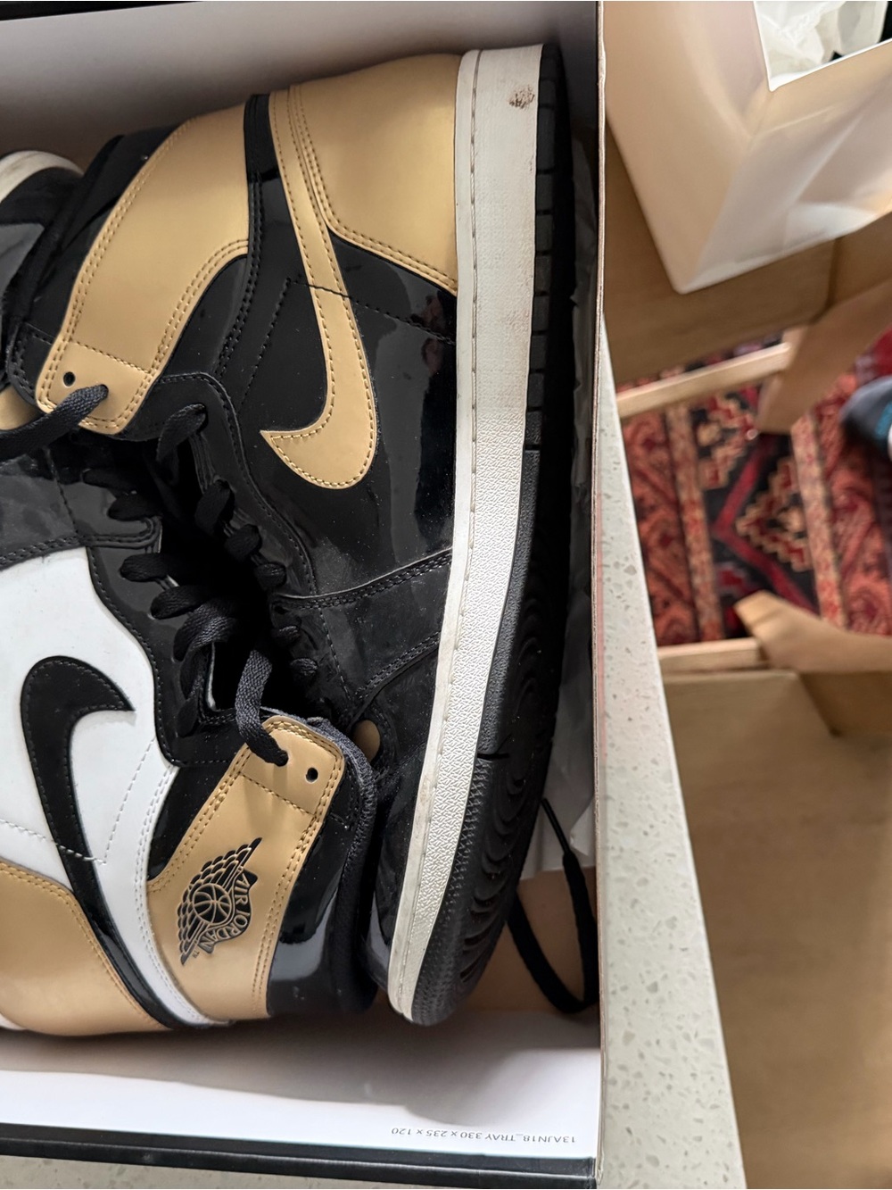 Air Jordan 1 Retro High OG Gold Toe Sneakers Size 11.5